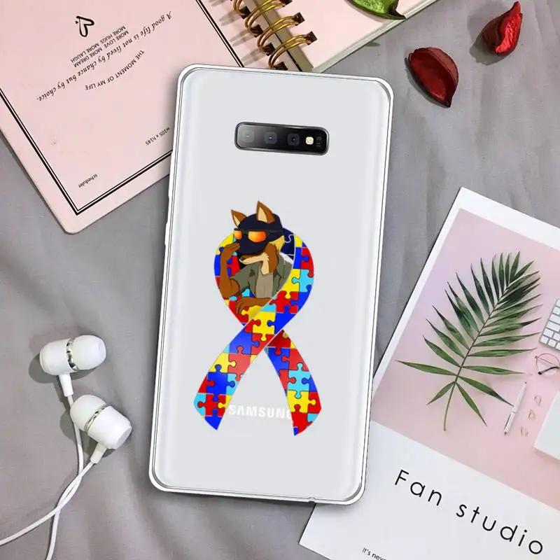 

Puzzle Autism Awareness fundas Phone Case Transparent For Samsung Galaxy S A 5 7 8 9 2015 20 edge plus 10 e lite 2019