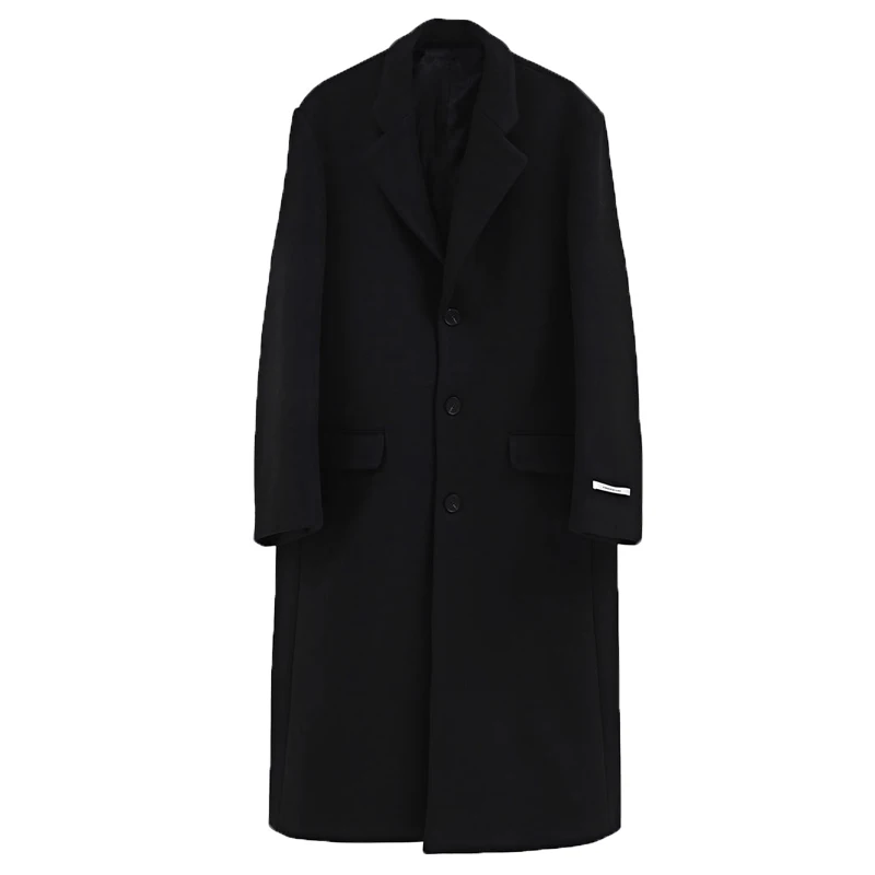 Мужское зимнее шерстяное пальто ветровка средней длины в британском стиле