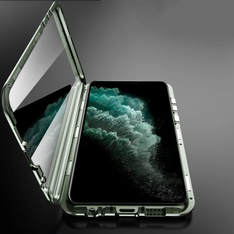 Магнитный чехол для iPhone 11 X Xr Xs Max 6 6s 7 8 Plus, противоударный чехол для iPhone 11 Pro Max, задняя крышка из закаленного стекла