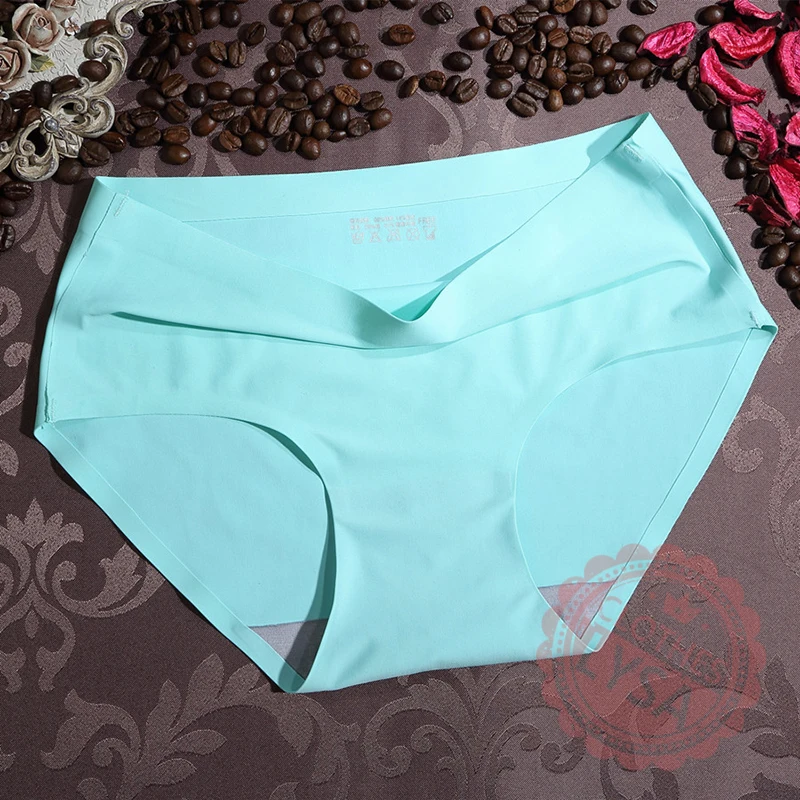

Traceless Underwear One - piece Mid Waist Raised Hip Briefs Women 's Ice Silk Women 's Crotch Cotton Panties Women Spandex Solid