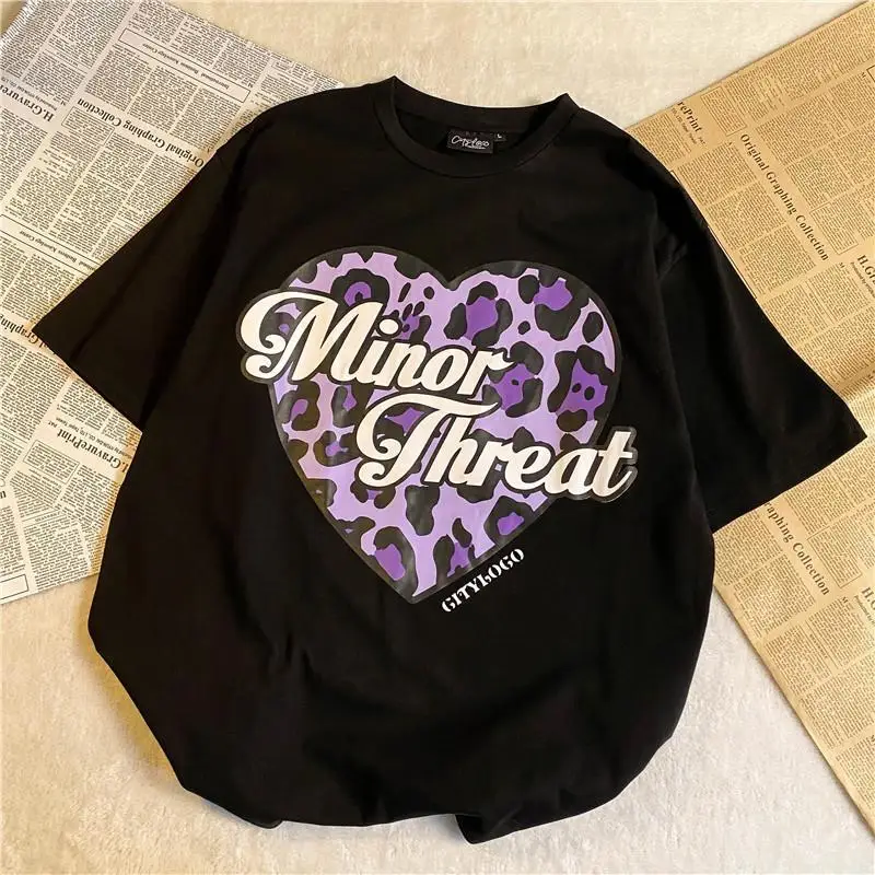 

Streetwear Oversized Women Tshirt Love letters Aesthetic T-shirt Harajuku Summer Short Sleeve Top vintage punk 90S tops gothic