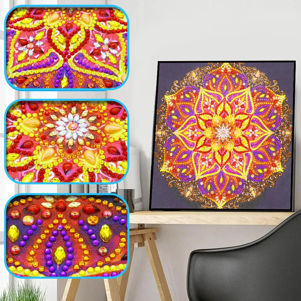 

Special Shaped Needlework Diamond Embroidery Painting Fire Mandala 5D DIY Full Resin Cross Stitch Mosaic Home Decor Diamond Gift