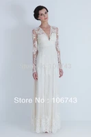 vestidos de novia 2018 new style sexy brides custom lace v neck maxi long sleeve bridal evening gown mother of the bride dresses