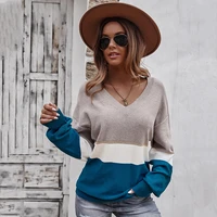 autumn 2022 knitted sweater female patchwork cozy knit pullover knitwear long sleeve thermal jumper loose waist crochet jersey