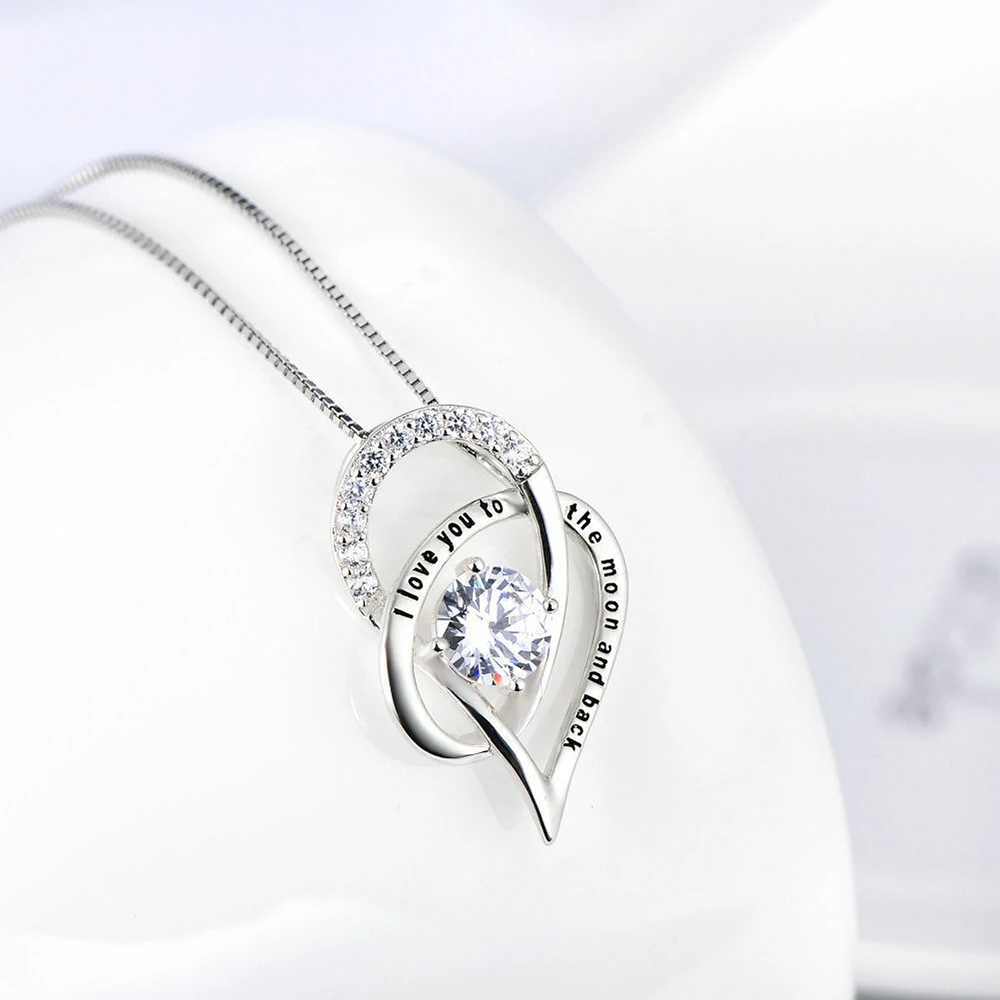 Женское колье с циркониевым камнем I Love You to the Moon простое Очаровательное ожерелье