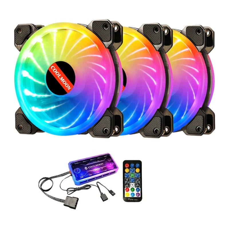 

COOLMOON Starlight Fan Set, 12cm Silent Argb Lighting Effect Computer Cooling Case Fan (3 Fan)