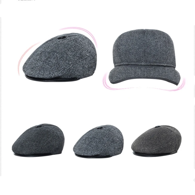 Новинка мужские Зимние береты для отдыха полосатая шапка папы шапки берет