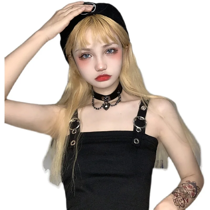 

Hipster Crop Top Women Black Spaghetti Strap Off Shoulder Tees Summer Style Streetwear Camis Slim Female Fashion Brand New