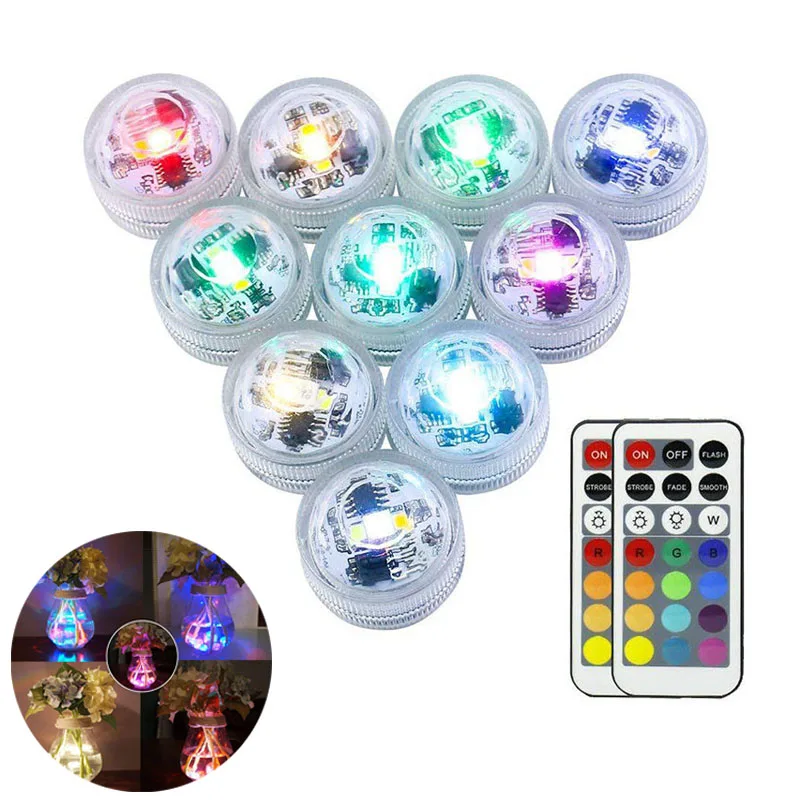 IP68 Водонепроницаемые светодиодные погружные лампы на батарейках многоцветная