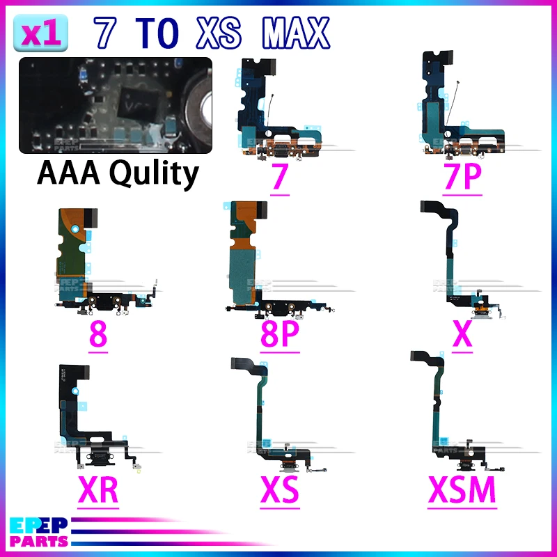 

Charging Port For Iphone 7 8 Plus 7Plus 8Plus X XR XS MAX Charger Flex with Board Mic Microphone Cable Module 7P 8P