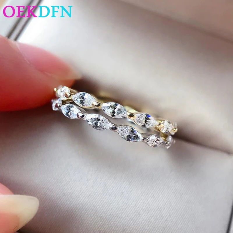 OEKDFN 100% 925 серебряные кольца для женщин создан Муассанит камень Свадебные
