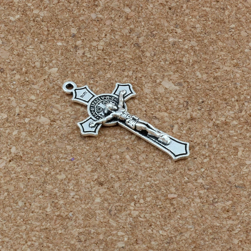 100Pcs Saint Benedict Medal Jesus Christ Cross Alloy Charm Pendants For Jewelry Making Earrings Necklace DIY Accessories