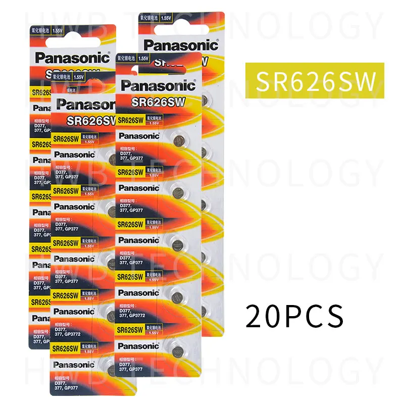 20 шт./лот Panasonic оригинальный SR626SW часовая батарейка G4 377A 377 LR626 SR66 LR66 элементы