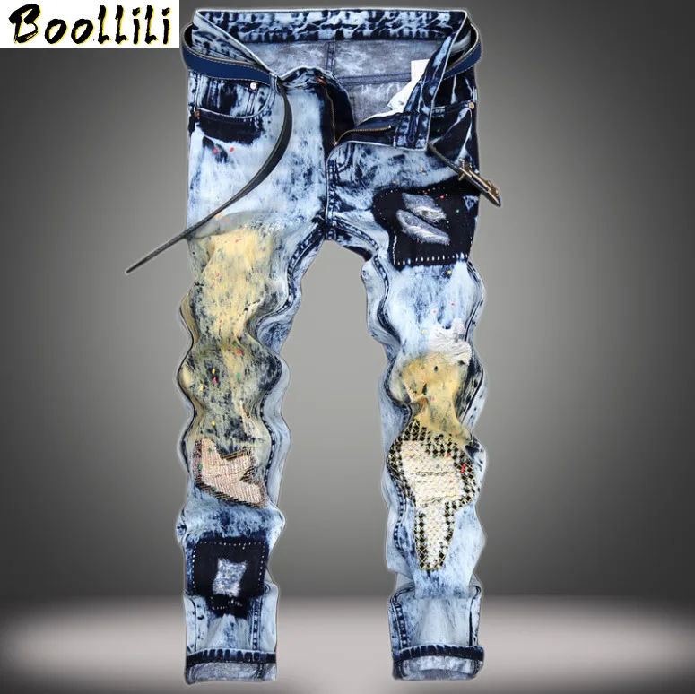 Светильник голубые джинсы мужские прямые женские брюки высокого качества 29