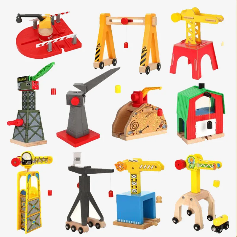 

All Kinds of Wooden Train Track Railway Accessories Magnetic Crane Tender Fit For Biro All Brands Wood Track Educational Toys
