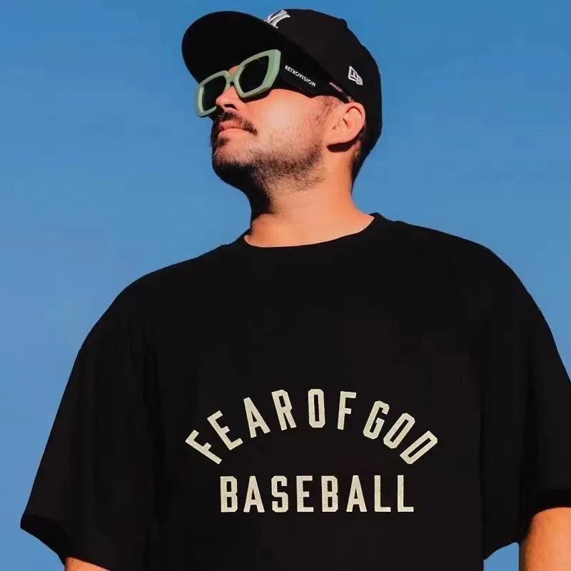 

The seventh season of flocking printing wealthy black high street fashion brand 1ï¼š1 FG FEAROFGOD BASEBALL short-sleeved T-shirt