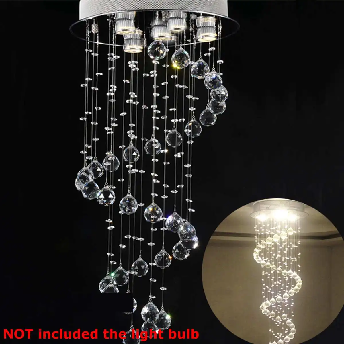 Satin Al 100cm Modern LED çift Spiral Kristal Avize Aydınlatma Fuaye Merdiven Merdiven Yatak Odası Otel Salonu Asılı Süspansiyon Lambası