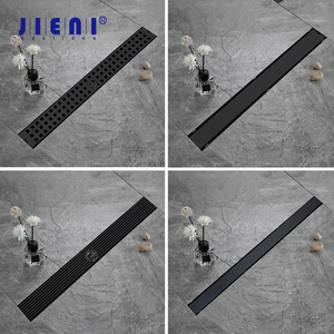 Матовый черный Невидимый слив JIENI для ванной комнаты, прямоугольный линейный Слив для душа из нержавеющей стали, слив для пола, 600*70 мм