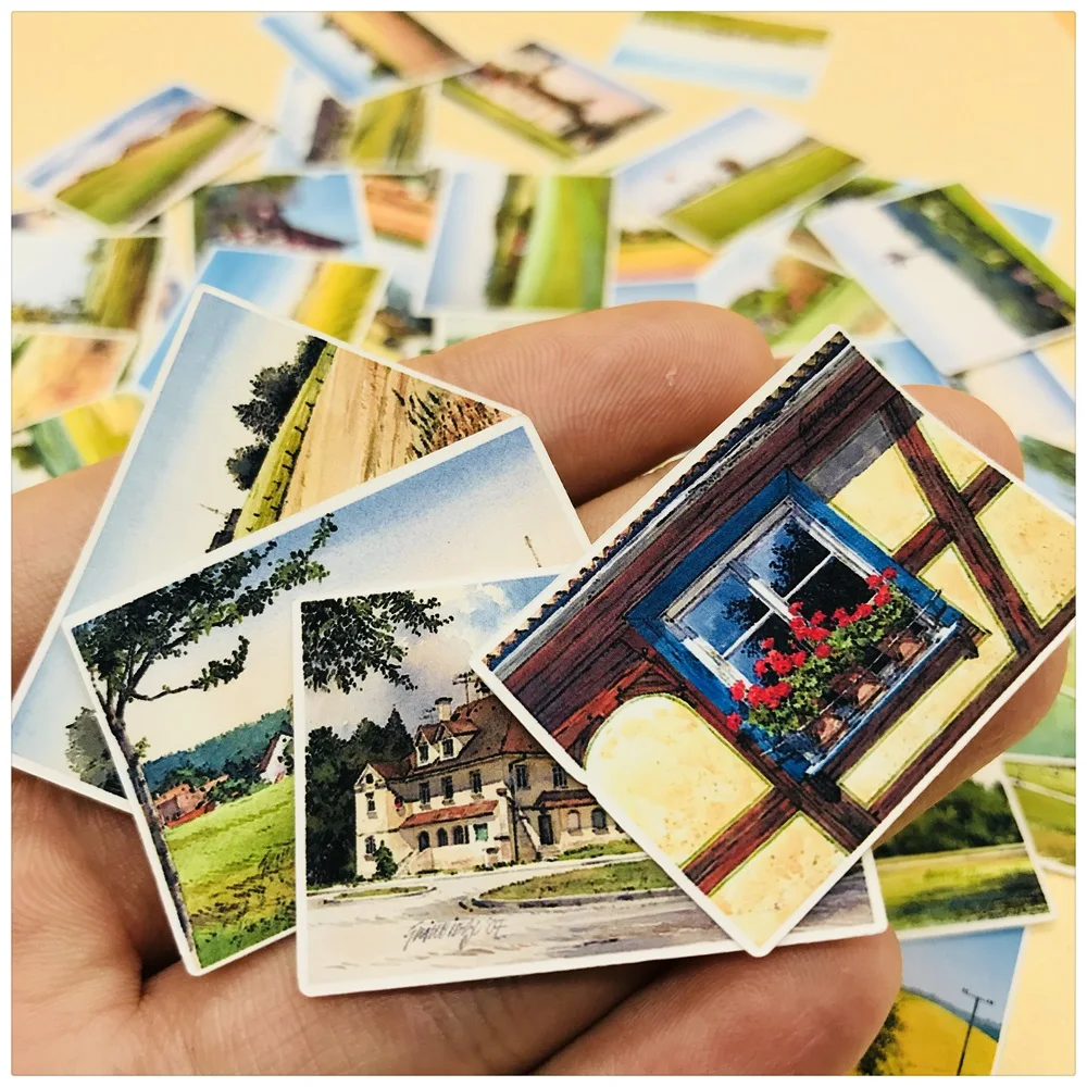 

46Pcs/Bag Vintage Rural Scenery Sticker DIY Craft Scrapbooking Album Junk Journal Happy Planner Decorative Stickers