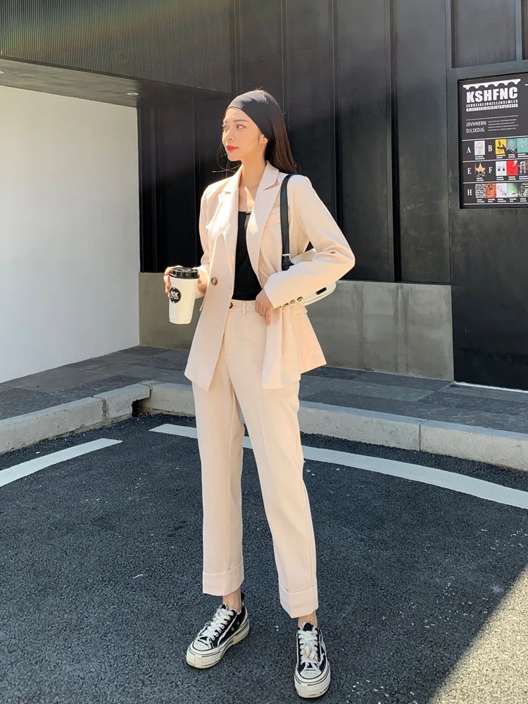 Женский пиджак блейзер модный офисный костюм из двух предметов осенне-Весенняя