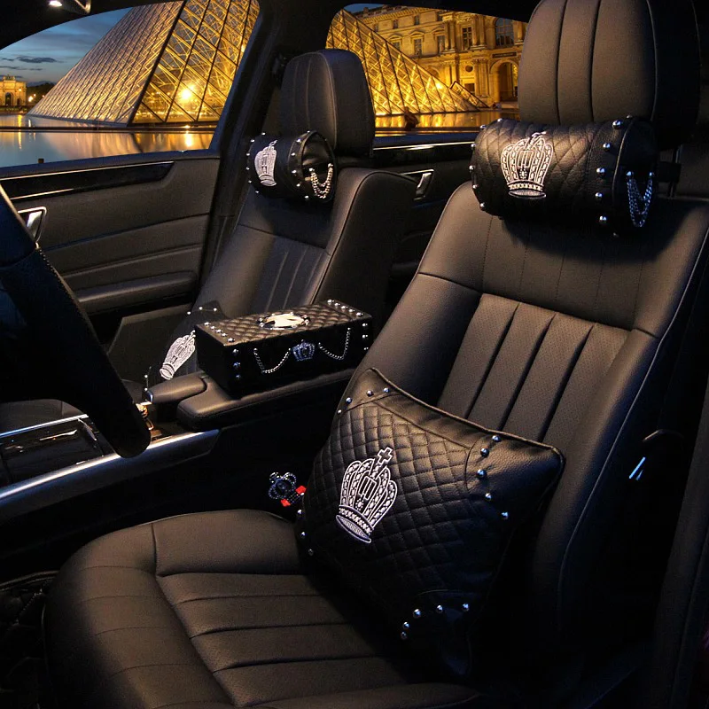 Женская Автомобильная подушка для подголовника модная корона с цепочкой и