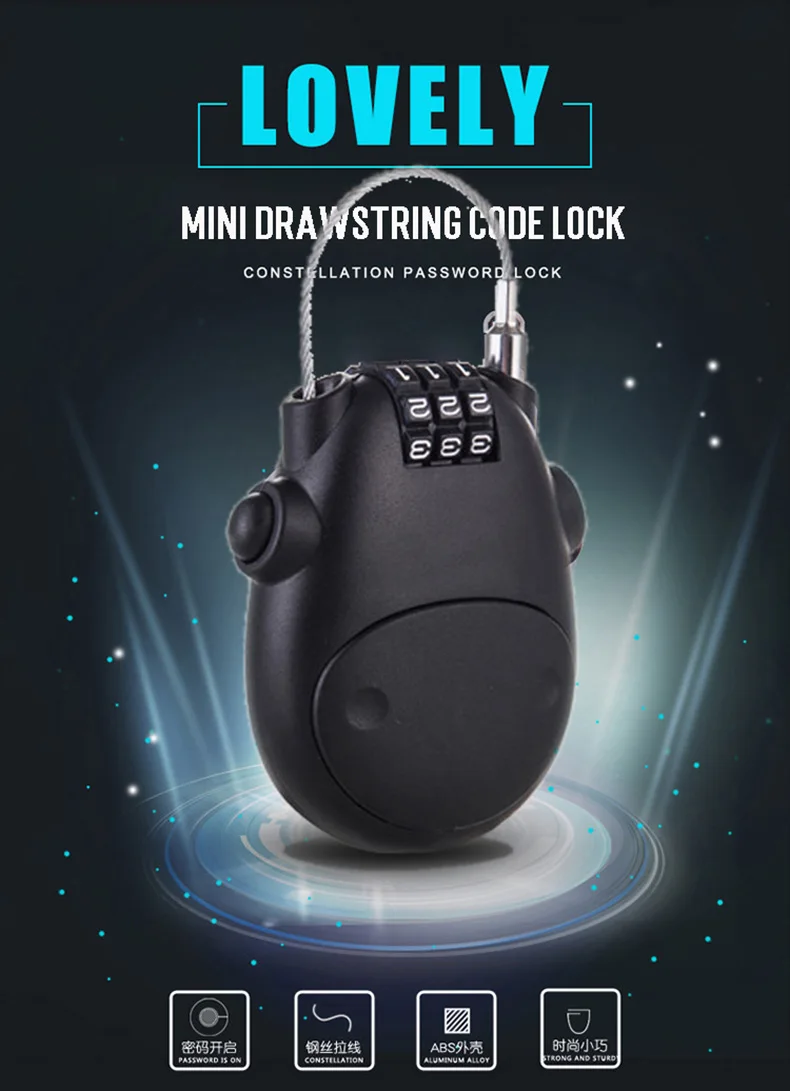 

Code Lock Sled Motorcycle Suitcase Car High-precision Helmet Rope Wire Telescopic Code Wheel Steel Cable Password Lock
