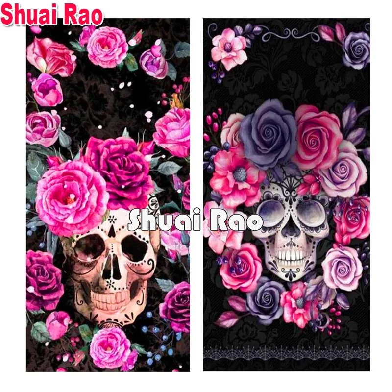 Картины с квадратными кристаллами full drill абстрактное искусство Череп розовая