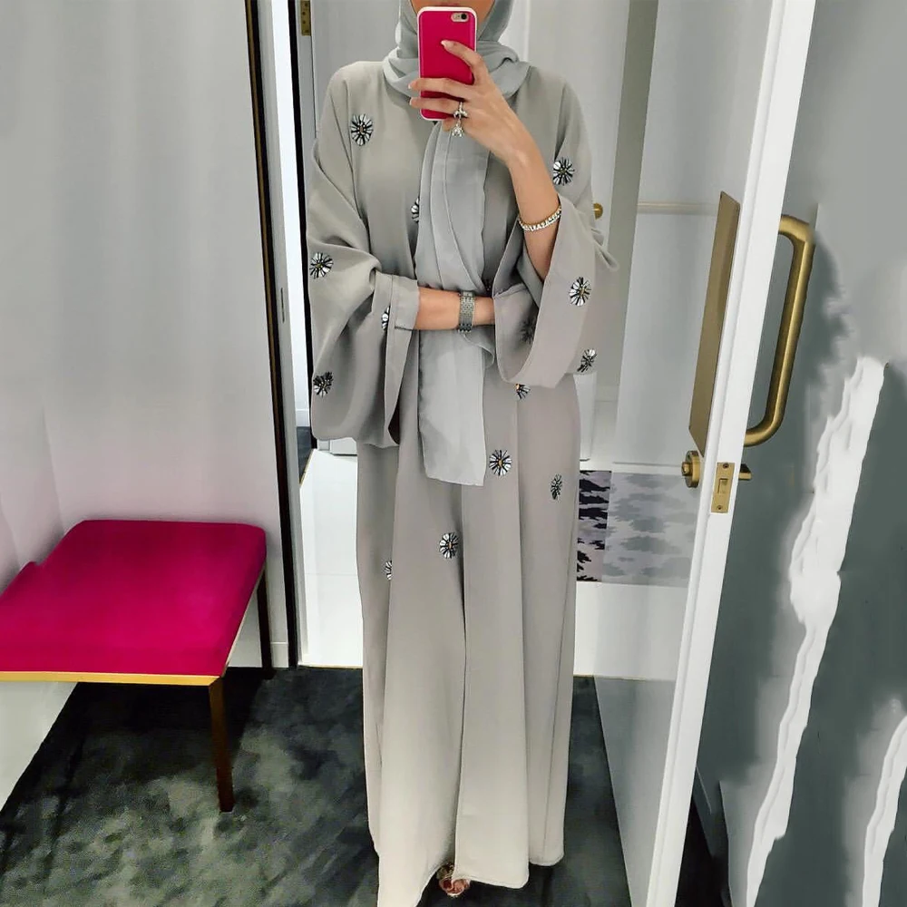 

Muslim Fashion Cardigan Women Abayas Turkish Dubai Caftan Marocain Kimono 2021 Ramadan Islam Clothing Chiffon Maxi Dress Robe