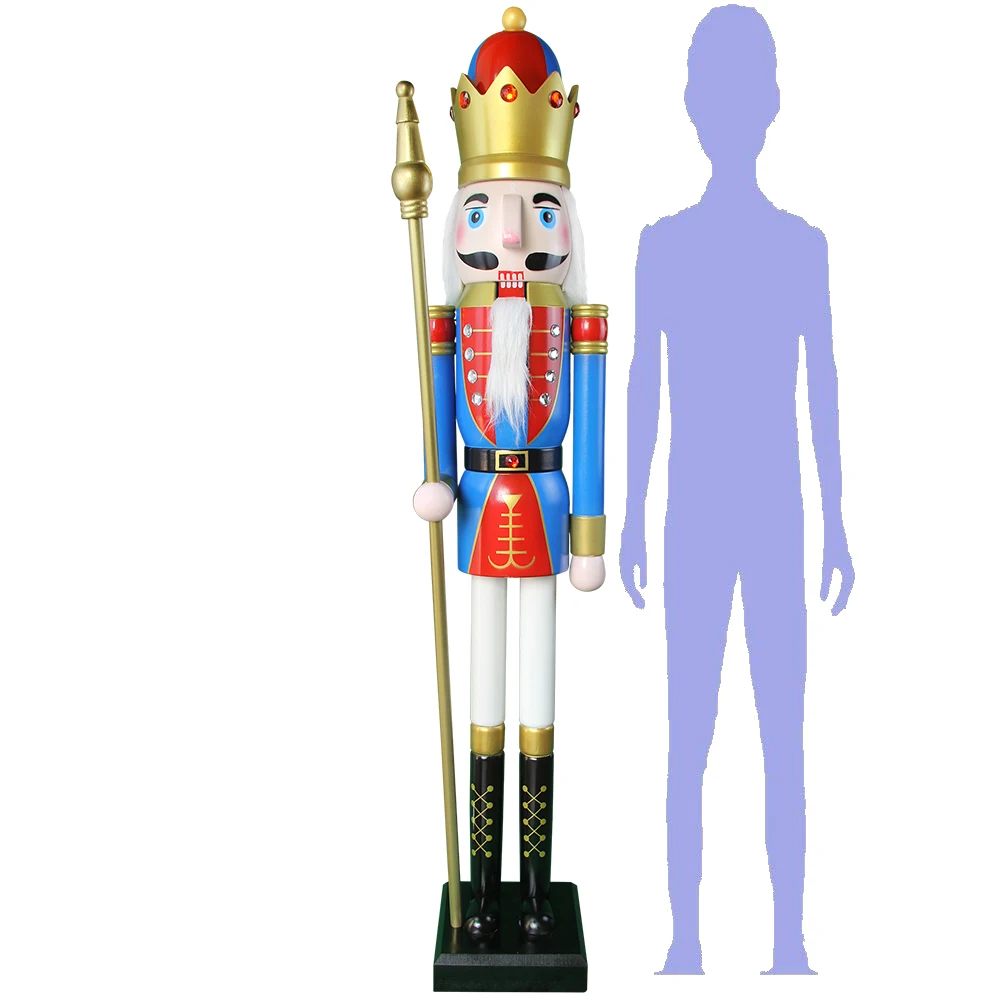 CDL 4feet/120cm/4ft/4foot Life sized large/Giant Red and blue Christmas Wooden Nutcracker King & Soldier Ornament Doll K14