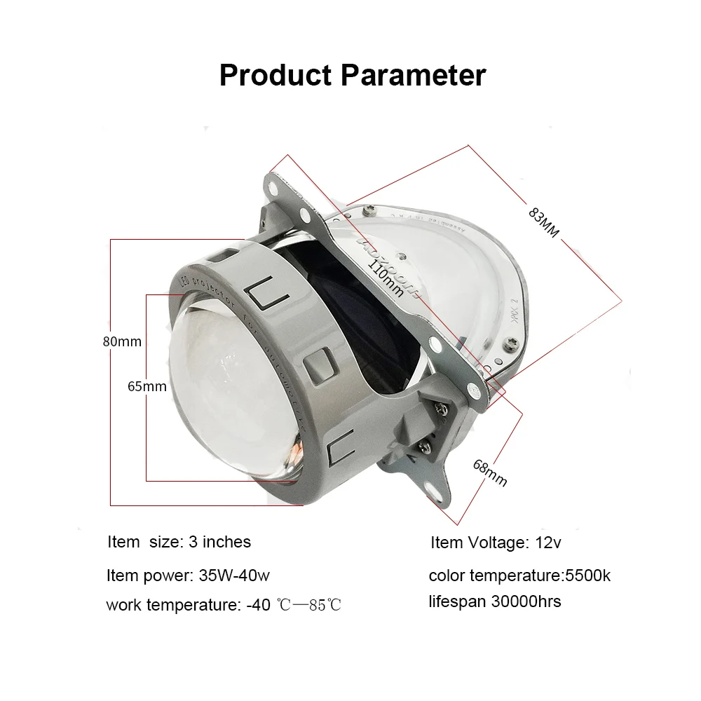 SANVI 2pcs A3 40W 5500K Авто би светодиодный проектор Объектив фара 12V Высокий/Низкий Луч светодиодный проектор фара HID Галогенная замена