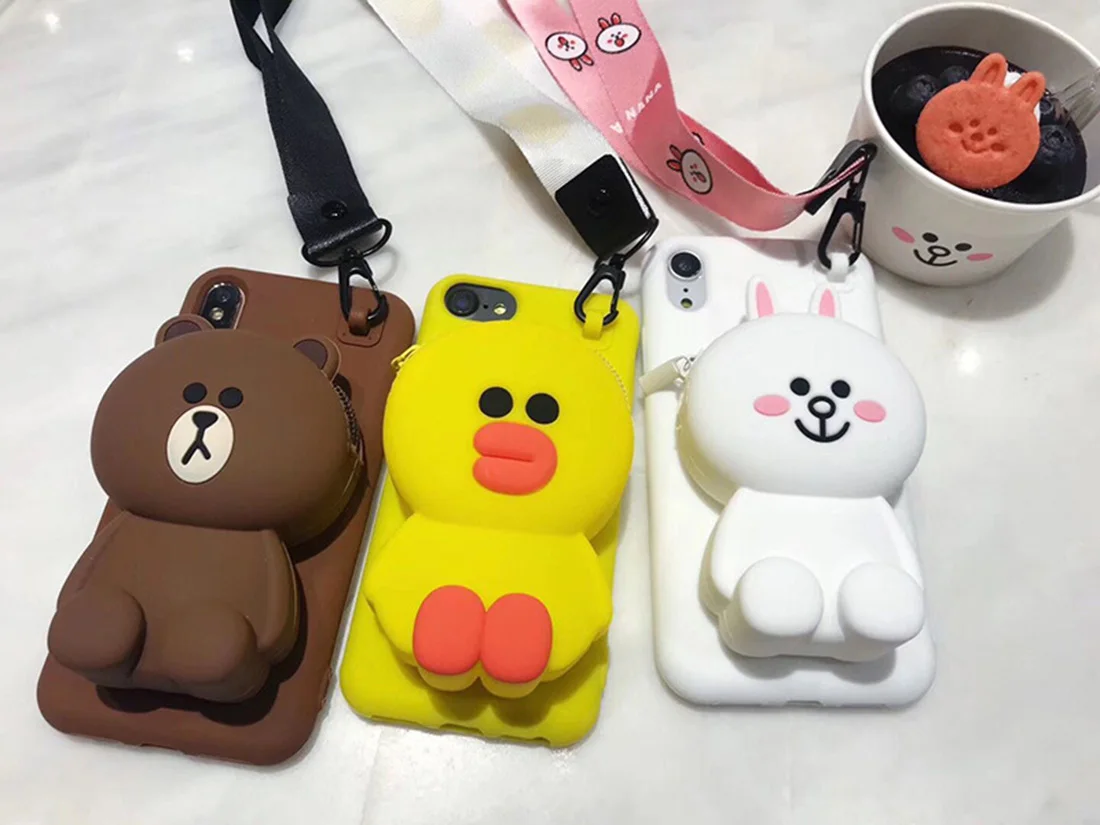 3D мультфильм кошелек чехол для телефона IPhone XR Чехол 6 7 8 Plus X XS Max 11 Pro милый мягкий