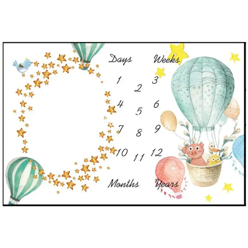 

Baby Milestone Photography Blanket Hot Air Balloon Pattern Flannel Blankets