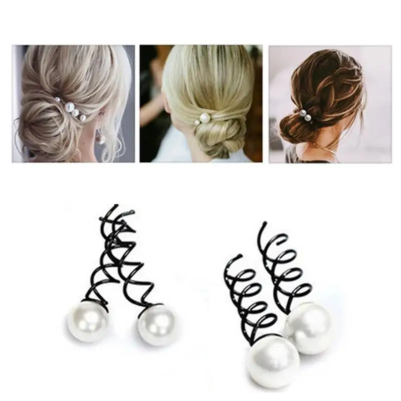 10 шт. Винтовая шпилька для волос с жемчугом