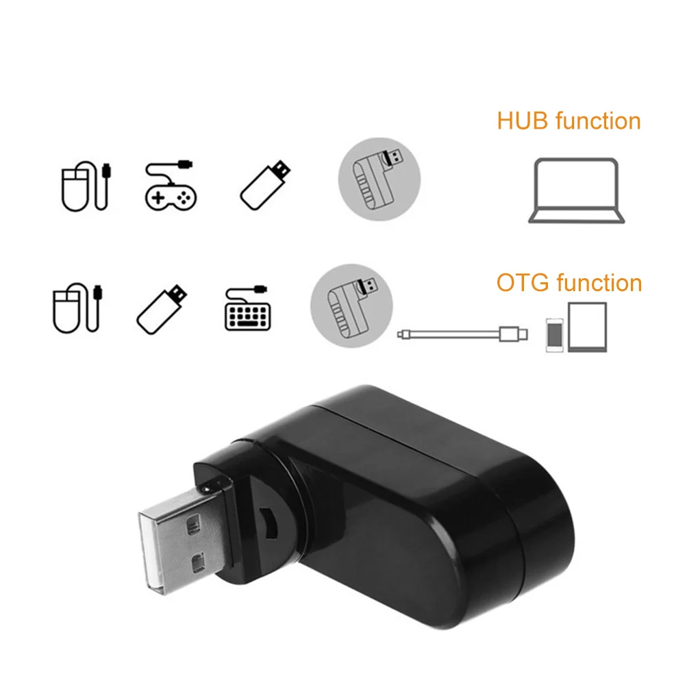 Вращающийся высокоскоростной usb-хаб с 3 портами 2,0 USB разветвитель адаптер для ноутбуков/планшетных ПК периферийных устройств