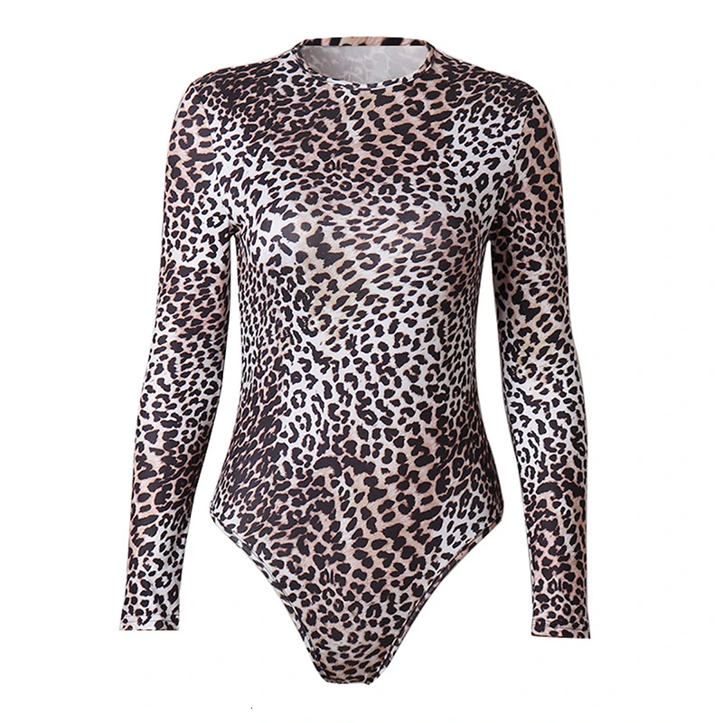 TWOTWINSTYLE осенние леопардовые женские боди с круглым вырезом и длинными рукавами