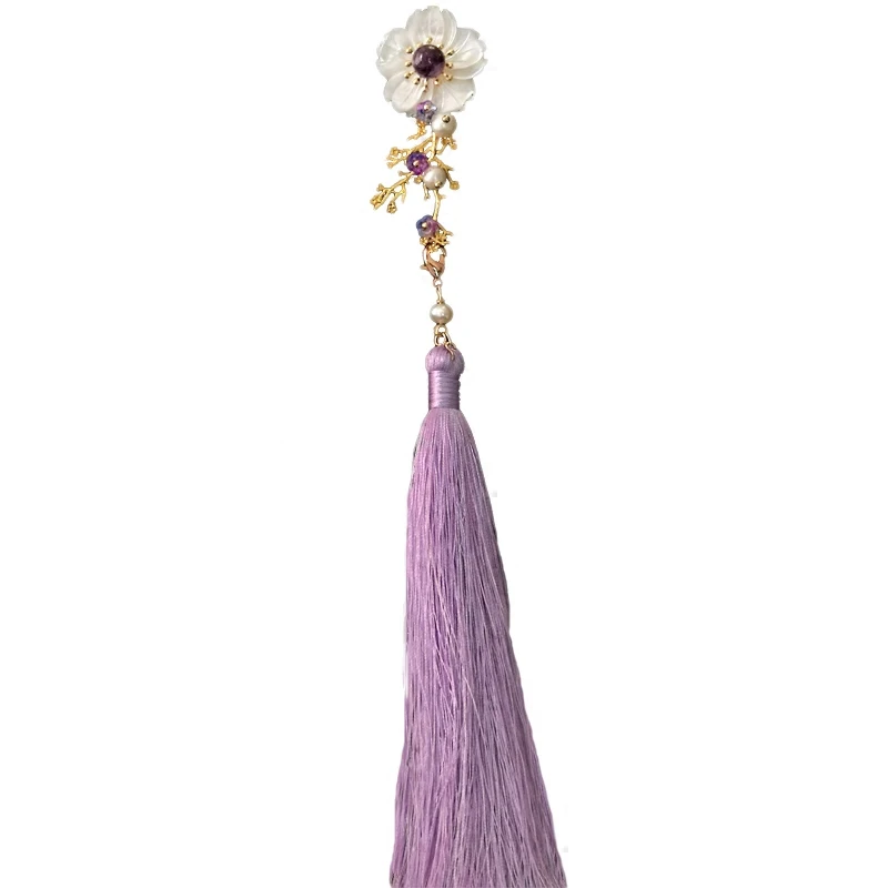 

Antique Style Natural Pearl Cheongsam Purple Tassels Brooch Chinese Clothing China Wind Pressure Lapel