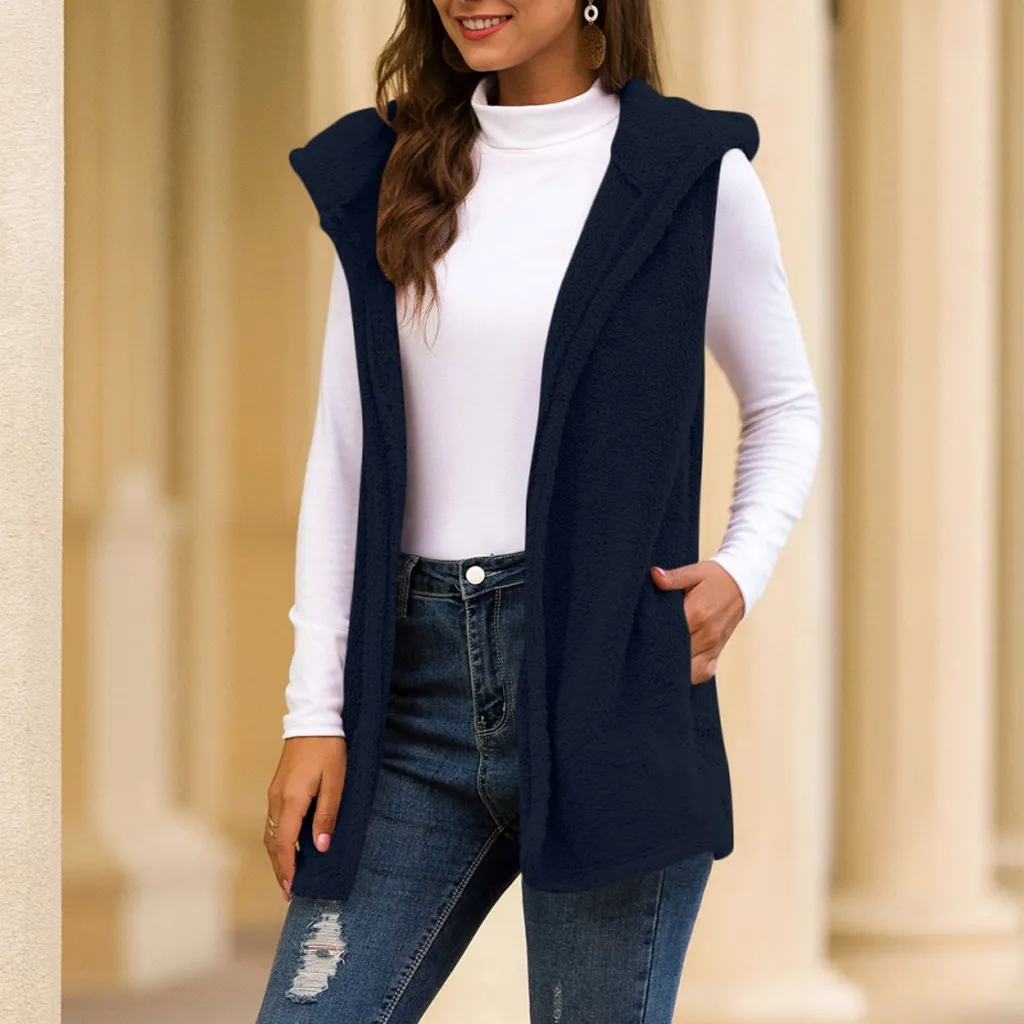 Женская длинная куртка из искусственного меха черная плюшевая жилет в винтажном