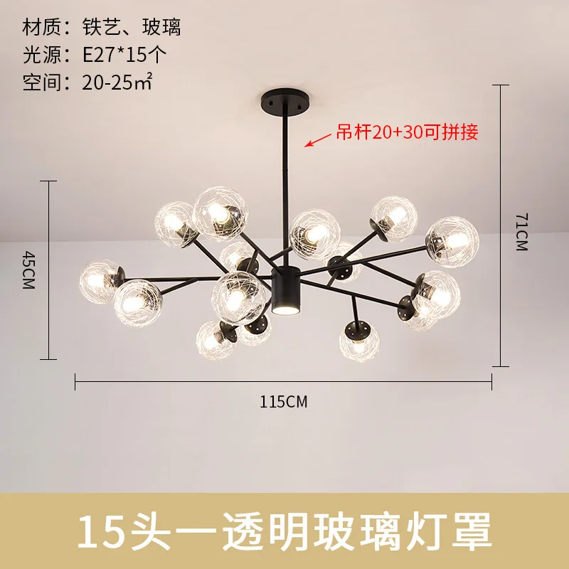 

nordic crystal black pendant lamp lighting for boys room modern led chandelier avizeler nordic decoration home lampes suspendues