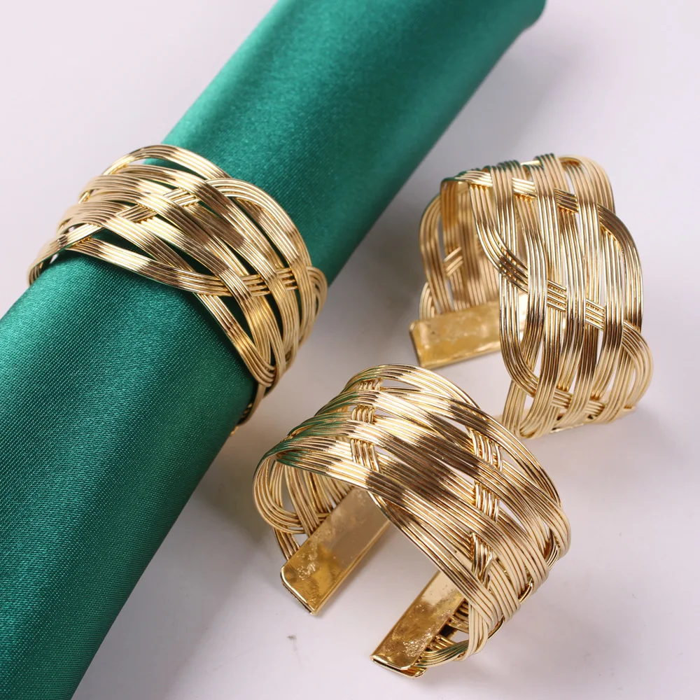 

10PCS/Metal Woven Napkin Ring U-shaped Napkin Ring Table Decoration Napkin Holder Party Table Napkin Ring