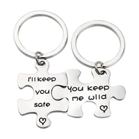 2pcs puzzle letter couple keychain lovers cute key ring holder women men keychain car key ring bag charm jewelry