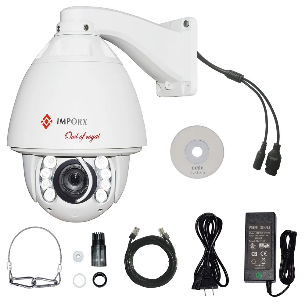 IMPORX CCTV, автоматическое слежение, IP PTZ камера, высокоскоростная купольная 2MP PTZ ip-камера 1080P 20X P2P, ИК-камера наблюдения с детектором движения