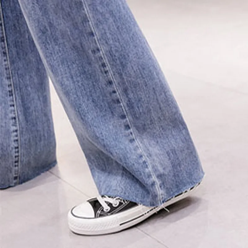 

QRWR Women's Jeans 2020 Korean Spring Autumn High Waist Wide Leg Trousers Straight Blue Jeans Loose Straight Jeans for Women