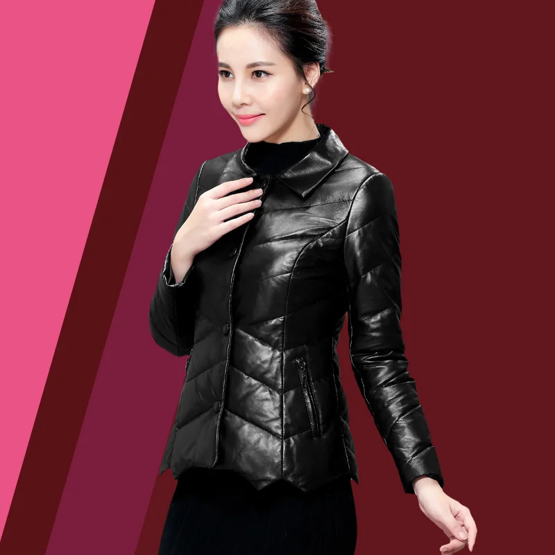 Пальто из натуральной овчины женские зимние пальто кожи короткие Пуховики с