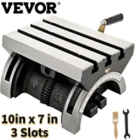 vevor 10x7 in tilting milling table adjustable rotary worktable machine w 3 t slots crank handle heavy duty grinding milling