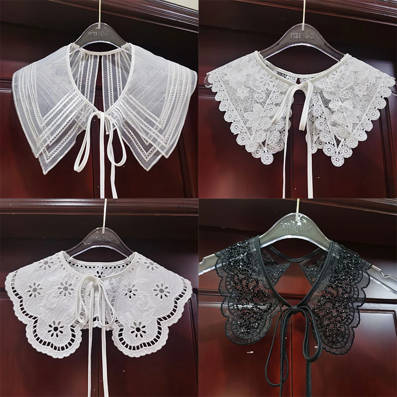 

Embroidered Cloud Shoulder Doll Collar New Women Lace Fake Collar Detachable Shirt Collars Bow Fake Collar Clothes Accessories