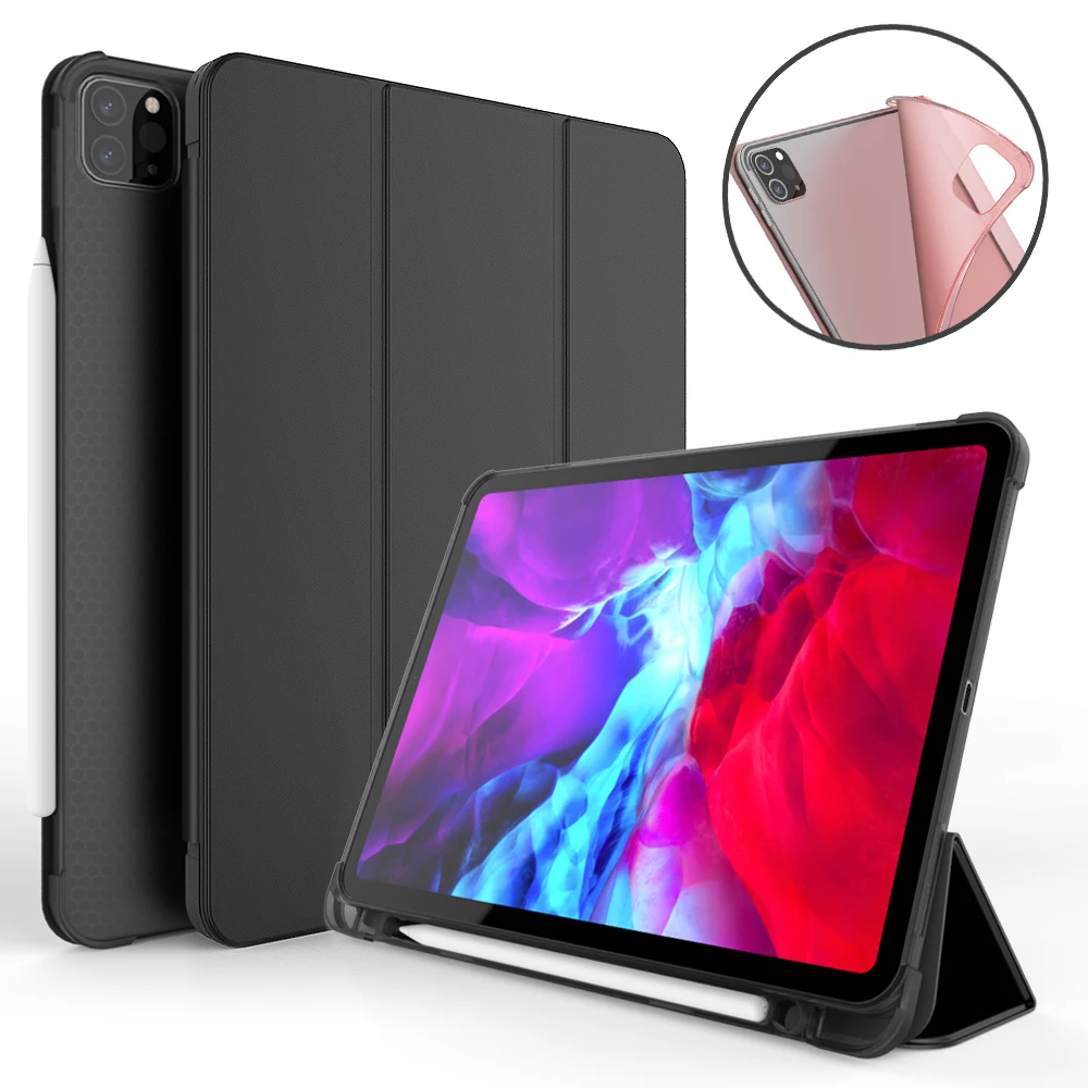 

Case For iPad Pro 11 2021 10.5 9.7 2017 2018 With Pencil Holder Smart Cover For iPad Air 4 3 2 10.2 2019 2020 Silicone Back Case