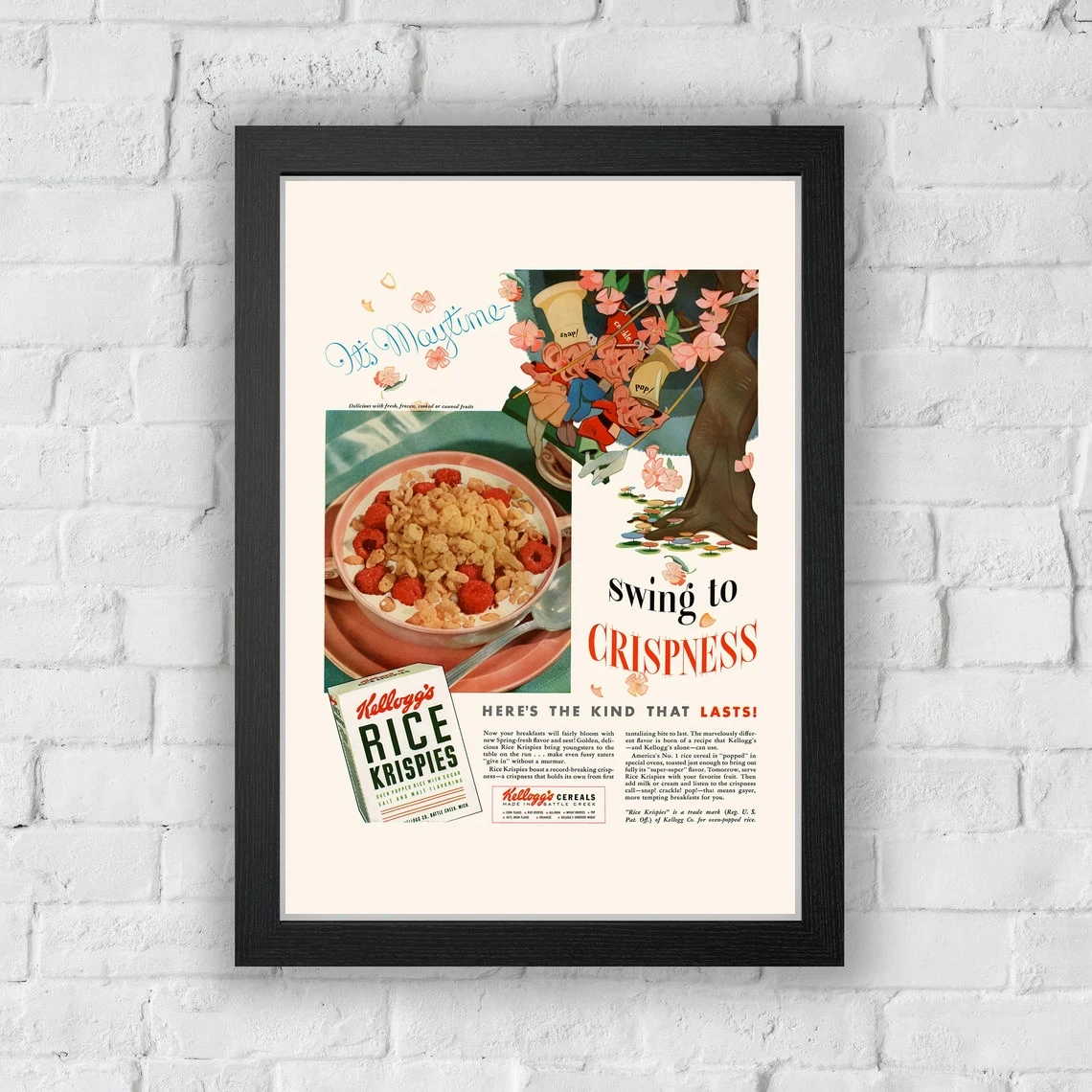 

Ностальгический постер на завтрак-1950-х годов-принт с хлопьями-винтажный кухонный декор, Ретро Дом, ретро реклама среднего века