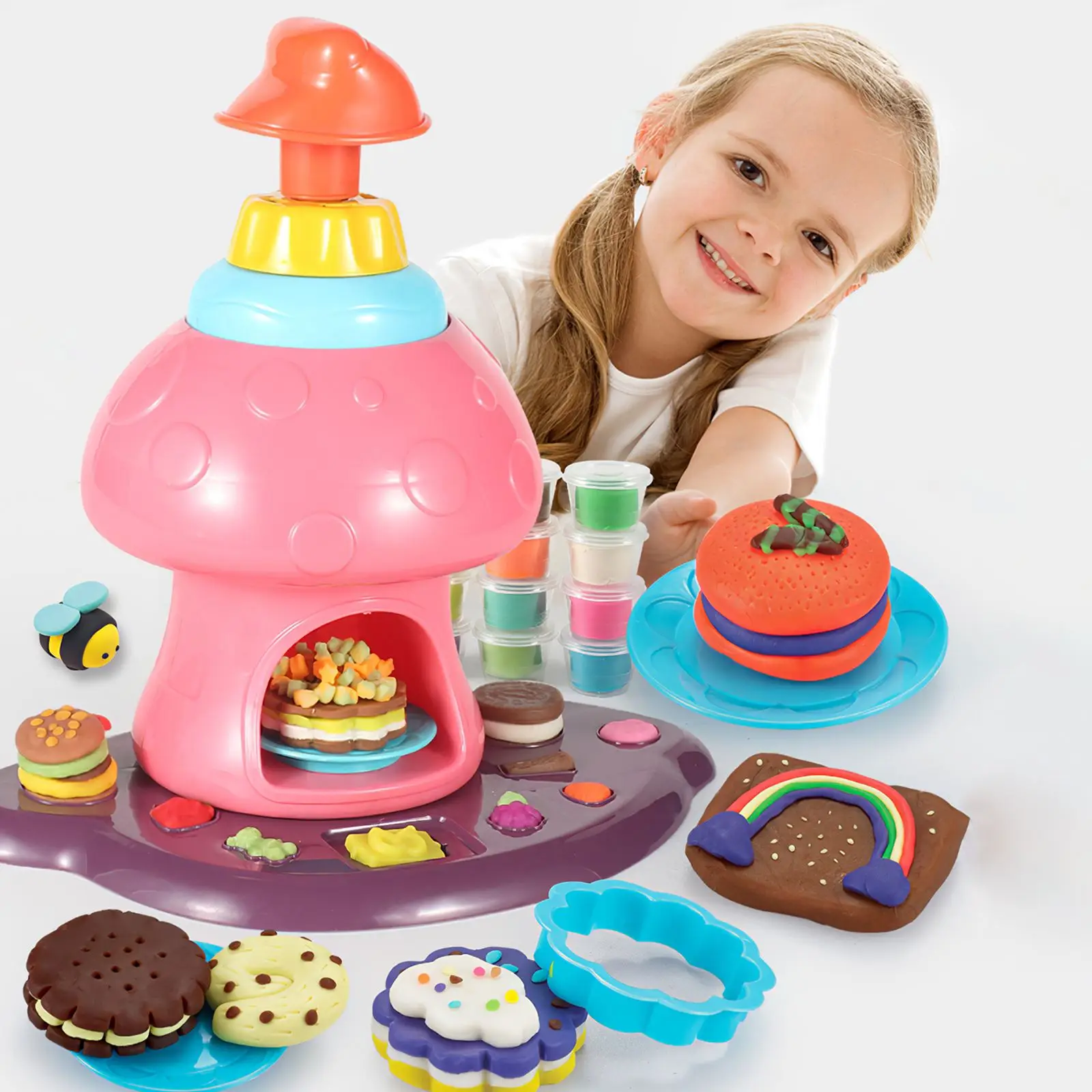 

Montessori Clay Educational Mould Shape Clay Set Children Steamed Clay Set With Mushroom Dessert Machine With Cake Mould Gift