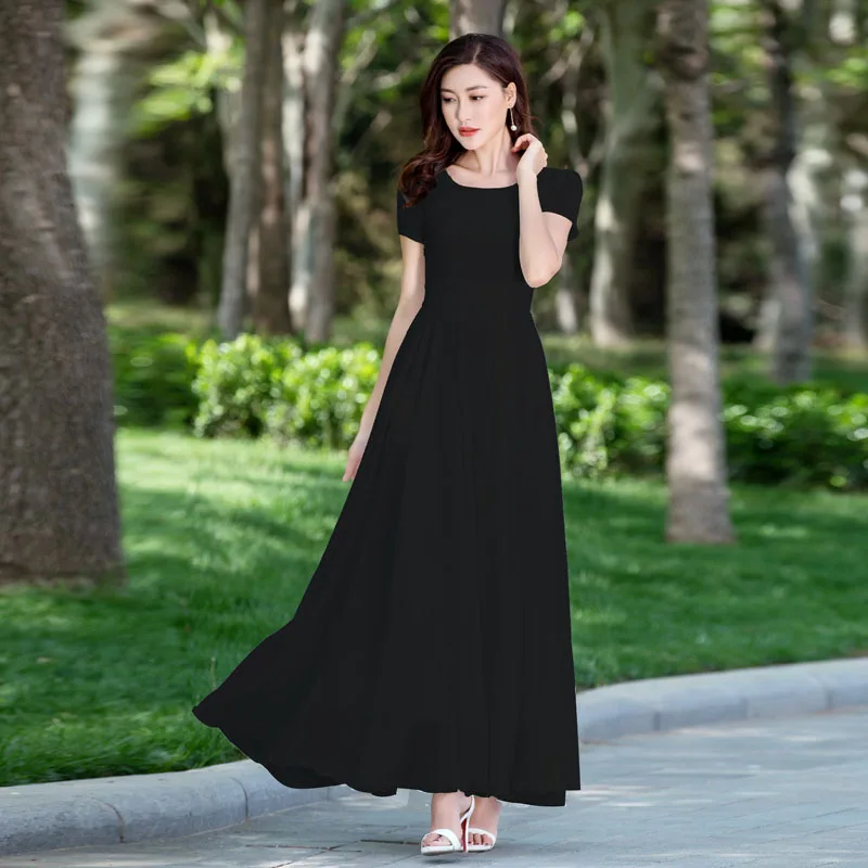 

White Chiffon Dress 2021 new women's summer skirt temperament long skirt swing skirt beach long skirt