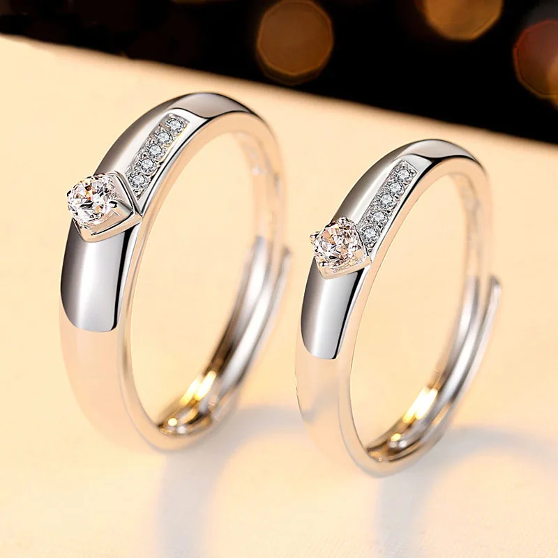 Набор парных колец модные кольца для влюбленных Настоящее серебро 925 пробы набор